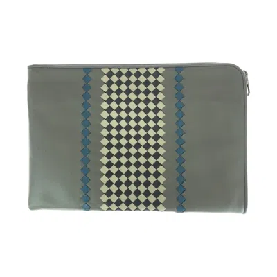 Pre-owned Bottega Veneta Gray Intrecciato Clutch Bag ()