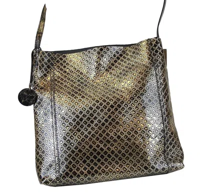 Bottega Veneta Women's Gold / Black Leather Medium Intrecciomirage Messenger Bag 298785 8414