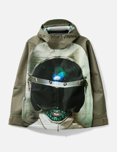 Undercover Water-repellent Nylon Jacket With Futuristic Artwork In Gray