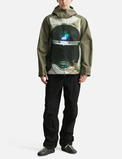 Undercover Water-repellent Nylon Jacket With Futuristic Artwork In Gray