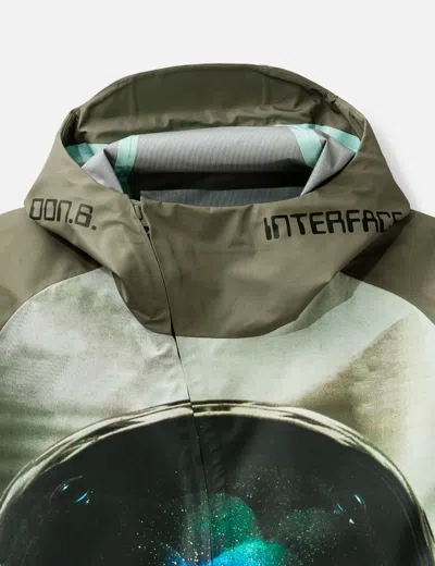 Undercover Water-repellent Nylon Jacket With Futuristic Artwork In Gray