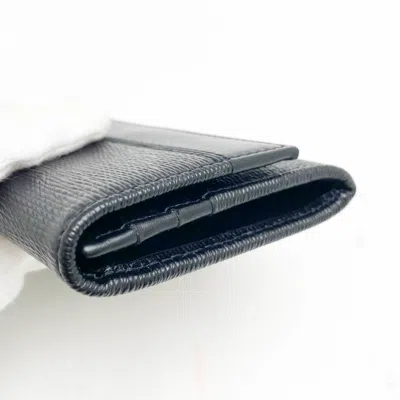 Pre-owned Bulgari Card Case Black Leather Wallet  ()