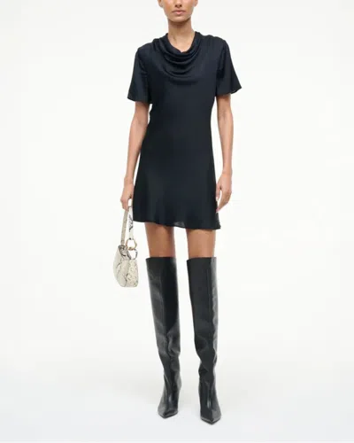 Staud Silk Mini Dress Cowl Neckline In Black