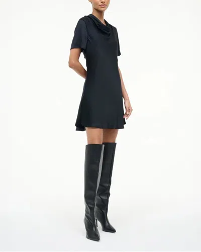 Staud Silk Mini Dress Cowl Neckline In Black