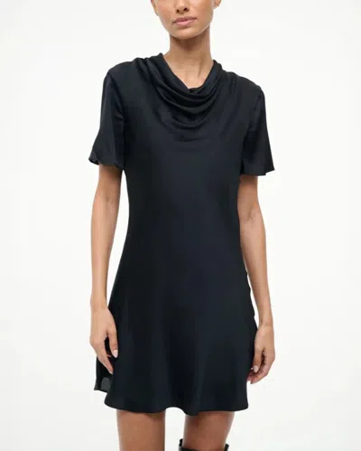 Staud Silk Mini Dress Cowl Neckline In Black