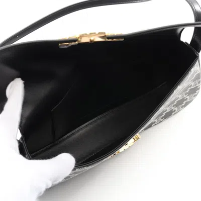 Celine Black White Coated Canvas Leather Shoulder Bag