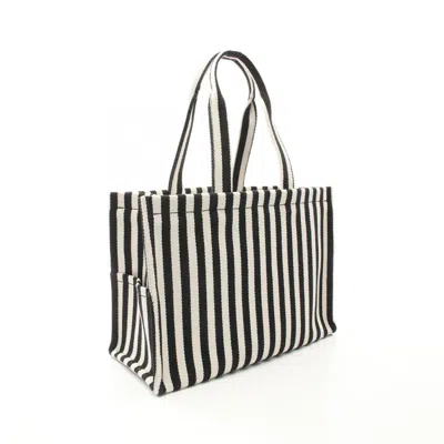 Celine Cabas Black White Canvas Leather Tote Bag