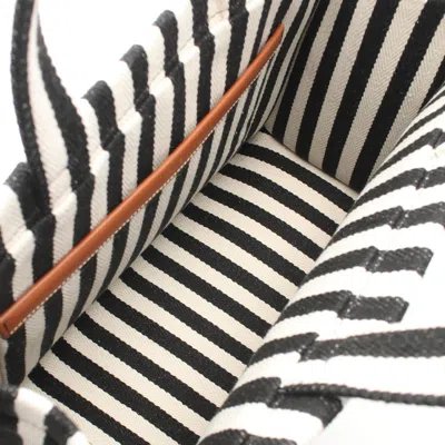 Celine Cabas Black White Canvas Leather Tote Bag