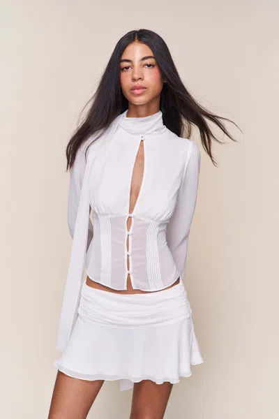 Danielle Guizio Ny Ara Long Sleeve Top In White