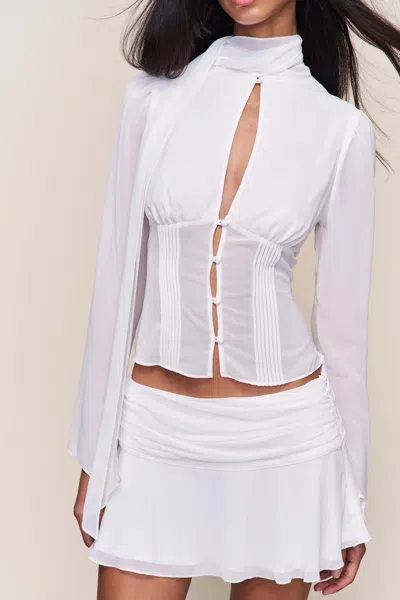 Danielle Guizio Ny Ara Long Sleeve Top In White