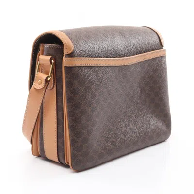 Pre-owned Celine Macadam Brown Coated Canvas Leather Shoulder Bag ()