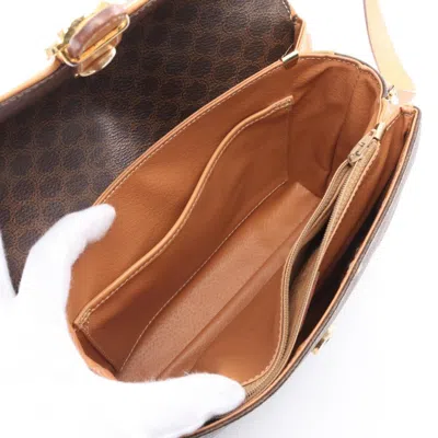 Pre-owned Celine Macadam Brown Coated Canvas Leather Shoulder Bag ()