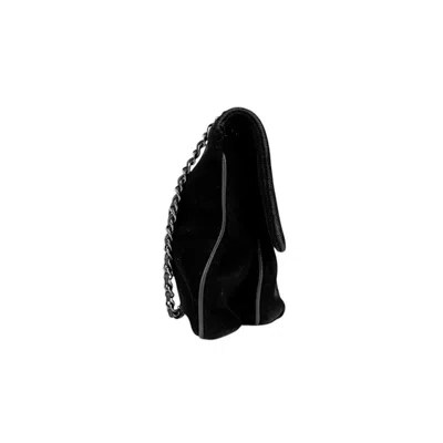 Pre-owned Chanel Black Velvet Leather Shoulder Bag ()