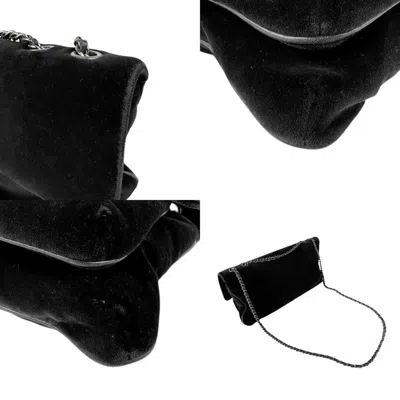 Pre-owned Chanel Black Velvet Leather Shoulder Bag ()