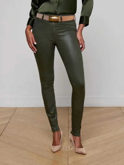 L'agence Marguerite Coated High Rise Skinny Jeans In Deep Olive In Green