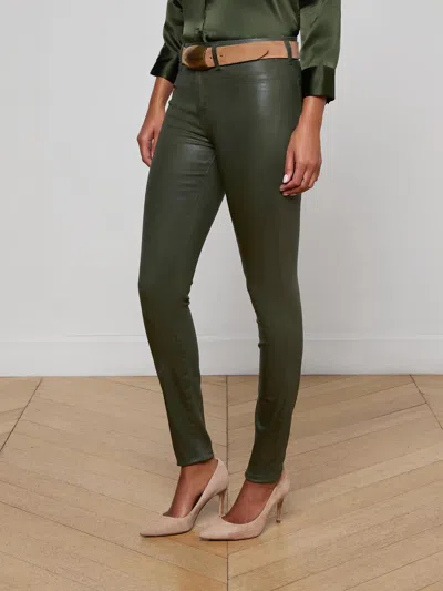 L'agence Marguerite Coated High Rise Skinny Jeans In Deep Olive In Green