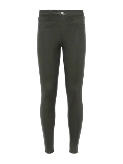 L'agence Marguerite Coated High Rise Skinny Jeans In Deep Olive In Green