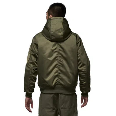 Air Jordan Renegade Flight Therma-fit Hooded Jacket 'medium Olive Starfish' In Green
