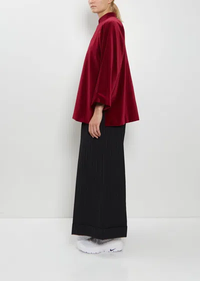 Comme Des Garçons Asymmetric Cotton Velvet Jacket In Burgundy