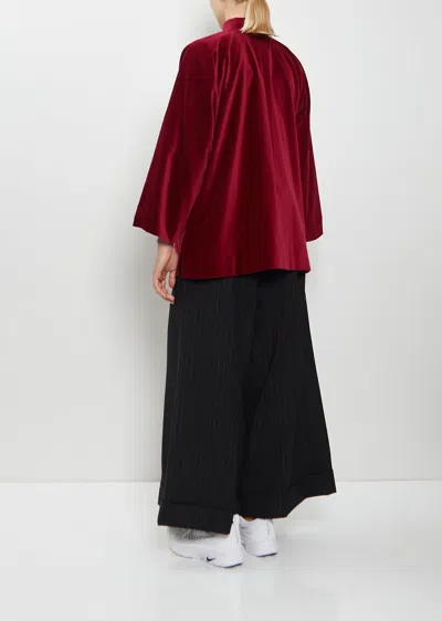 Comme Des Garçons Asymmetric Cotton Velvet Jacket In Burgundy