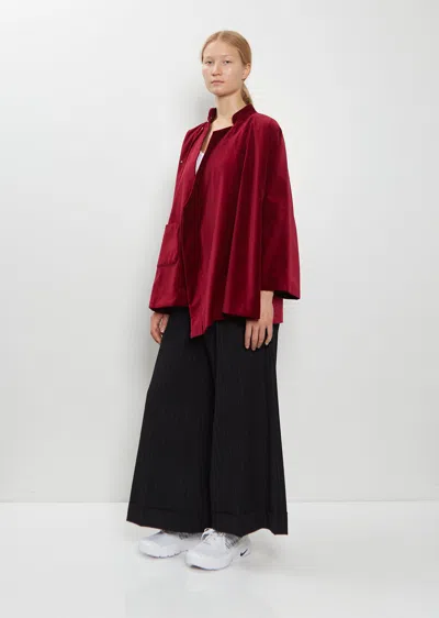 Comme Des Garçons Asymmetric Cotton Velvet Jacket In Burgundy