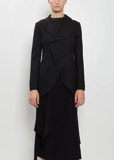 Yohji Yamamoto Ruffle-detail Asymmetric Coat In Black