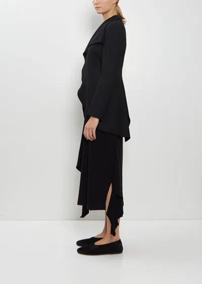 Yohji Yamamoto Ruffle-detail Asymmetric Coat In Black