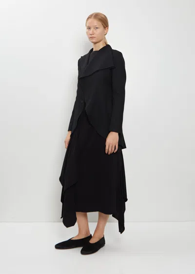 Yohji Yamamoto Ruffle-detail Asymmetric Coat In Black