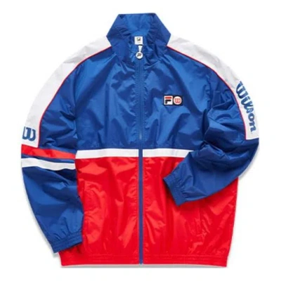 Fila Yellow  X Wilson Crossover Contrasting Colors Tennis Sports Woven Jacket Blue