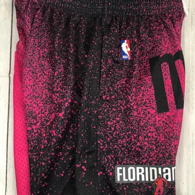 Mitchell & Ness X Nba Miami Heat Spray Paint Swingman Shorts 'red' In Multi