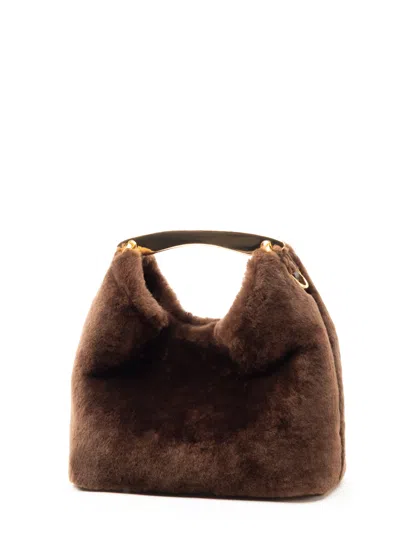 Elleme Small Boomerang Shearling Bag Brownie