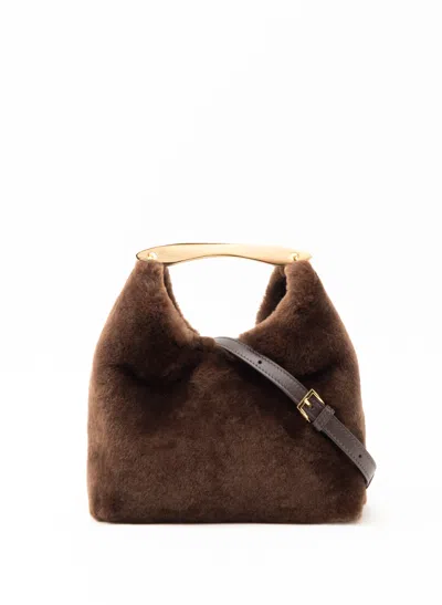 Elleme Small Boomerang Shearling Bag Brownie