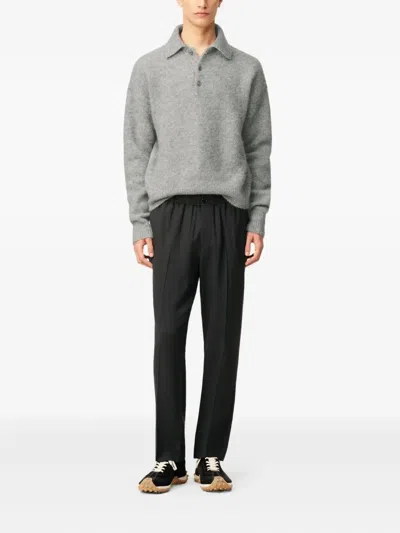 Ami Alexandre Mattiussi Tailored Grey Trousers With Elastic Waistband In Black