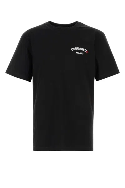 Dsquared2 Dsquared Men Black Cotton T-shirt In Multi