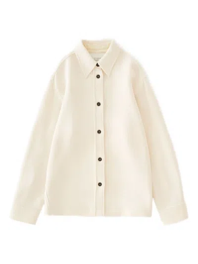 Studio Nicholson Long Sleeve Wool Shirt With Button Cuffs In Animal Print