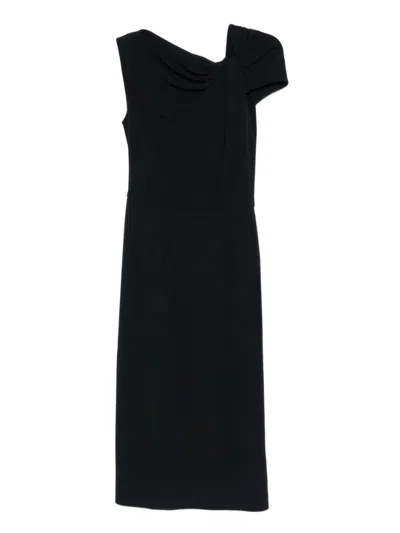 Givenchy Draped-detail One-shoulder Midi Dress In Black