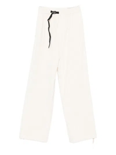 White Sand Drawstring-waist Ribbed Pants In White