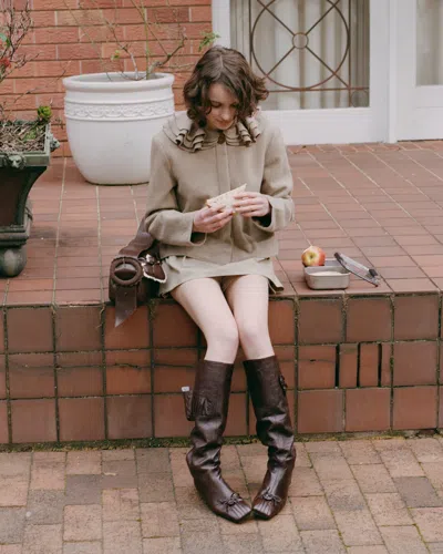 My Mum Made It Rosette Pocket Boots In Brown