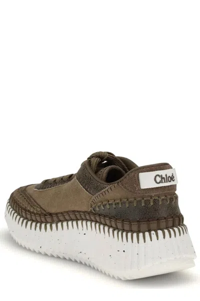 Chloé Suede Sneakers With Round Toe And Textured Sole In Multi