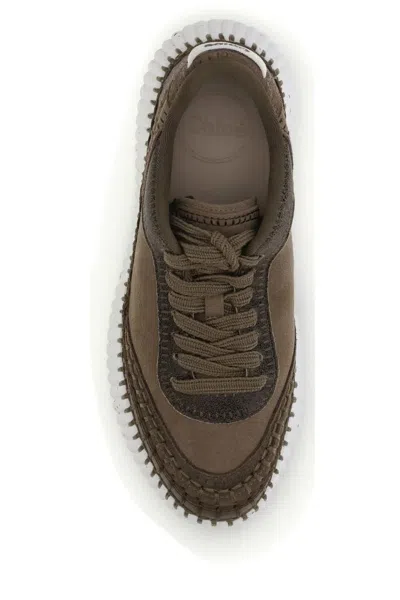 Chloé Suede Sneakers With Round Toe And Textured Sole In Multi