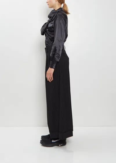 Comme Des Garçons Cropped Wide Wool Blend Pants In Multi
