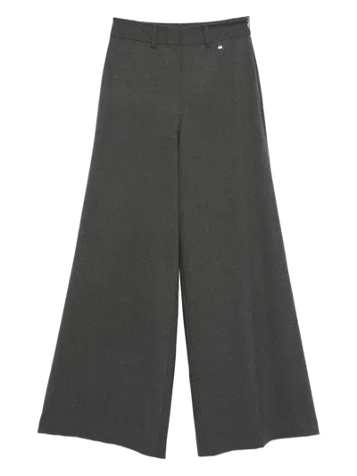 Herno Wide-leg Gray Trousers With High Waist In Gray