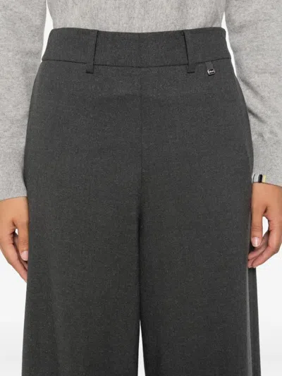 Herno Wide-leg Gray Trousers With High Waist In Gray