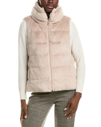 Herno Lady Faux Fur Down Vest In Neutral