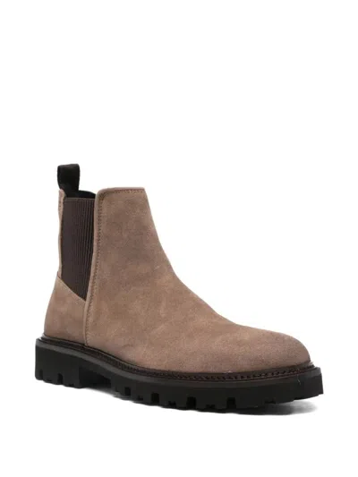Hugo Boss Leather Boots In Brown