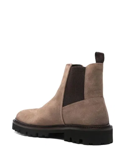 Hugo Boss Leather Boots In Brown