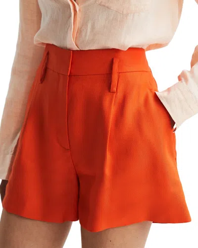 Reiss Hollie Pleat Front Linen-blend Short In Multi