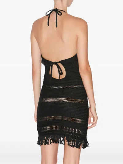 Isabel Marant Étoile Isabel Marant Etoile Aralia Black Dress With Crochet Knot And Neck In Multi