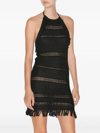 Isabel Marant Étoile Isabel Marant Etoile Aralia Black Dress With Crochet Knot And Neck In Multi