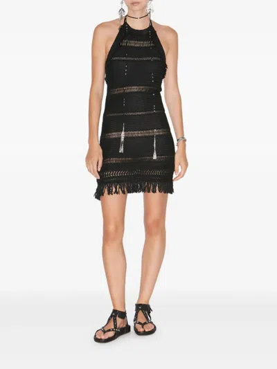 Isabel Marant Étoile Isabel Marant Etoile Aralia Black Dress With Crochet Knot And Neck In Multi